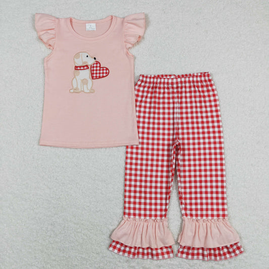 GSPO1161 Girls Valentine Dog Outfits Embroidery