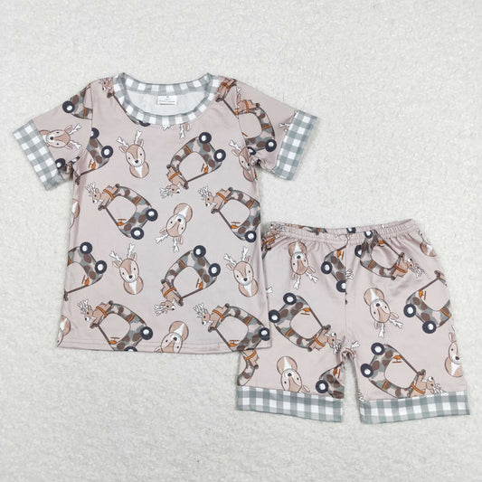 BSSO0349 Boys Deer Pajamas Short Sleeves Shorts