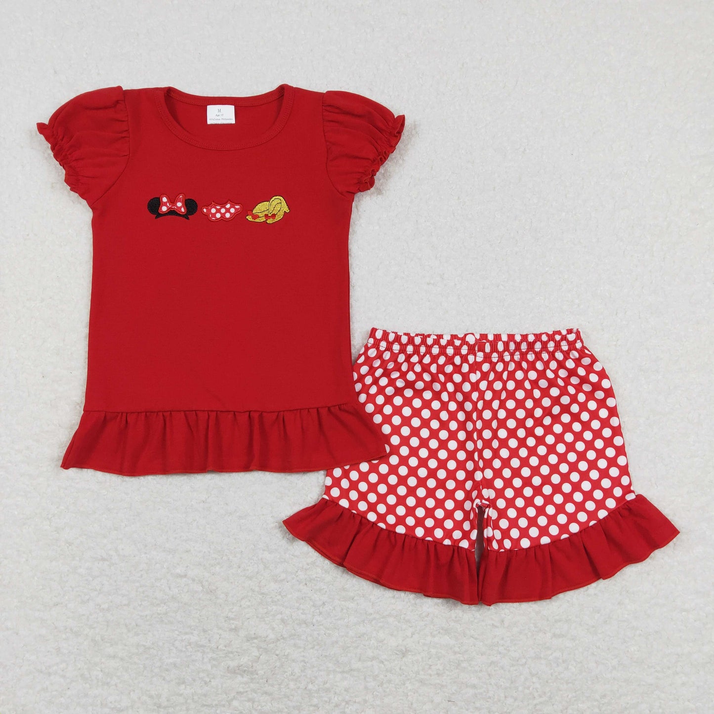 GSSO0450 Girls Cartoon Red Outfits Embroidery