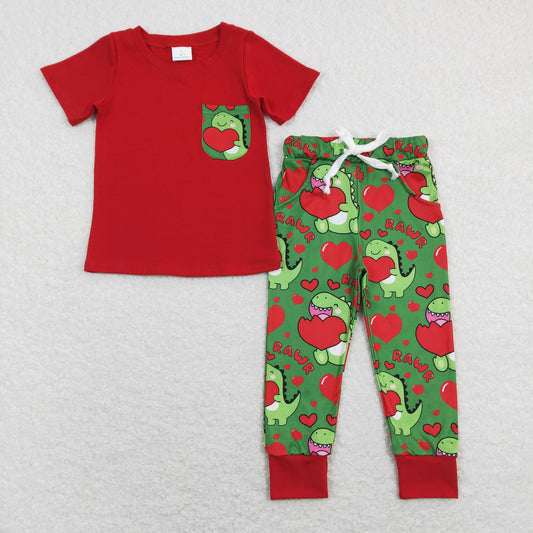 BSPO0229 Boys Valentine Dinosaur Outfits