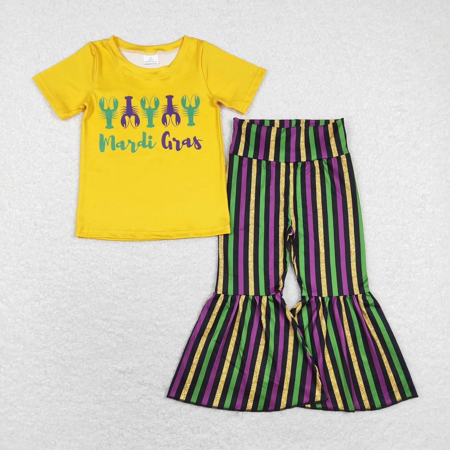 Girls Mardi Gras Outfits Short Sleeves Stripe Pants