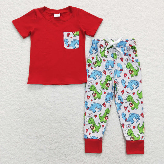 BSPO0235 Boys Valentine Dinosaur Outfits