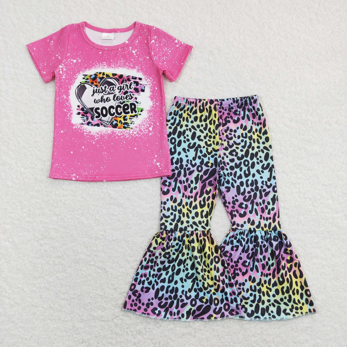 GSPO1273 Girls Soccer Leopard Outfits