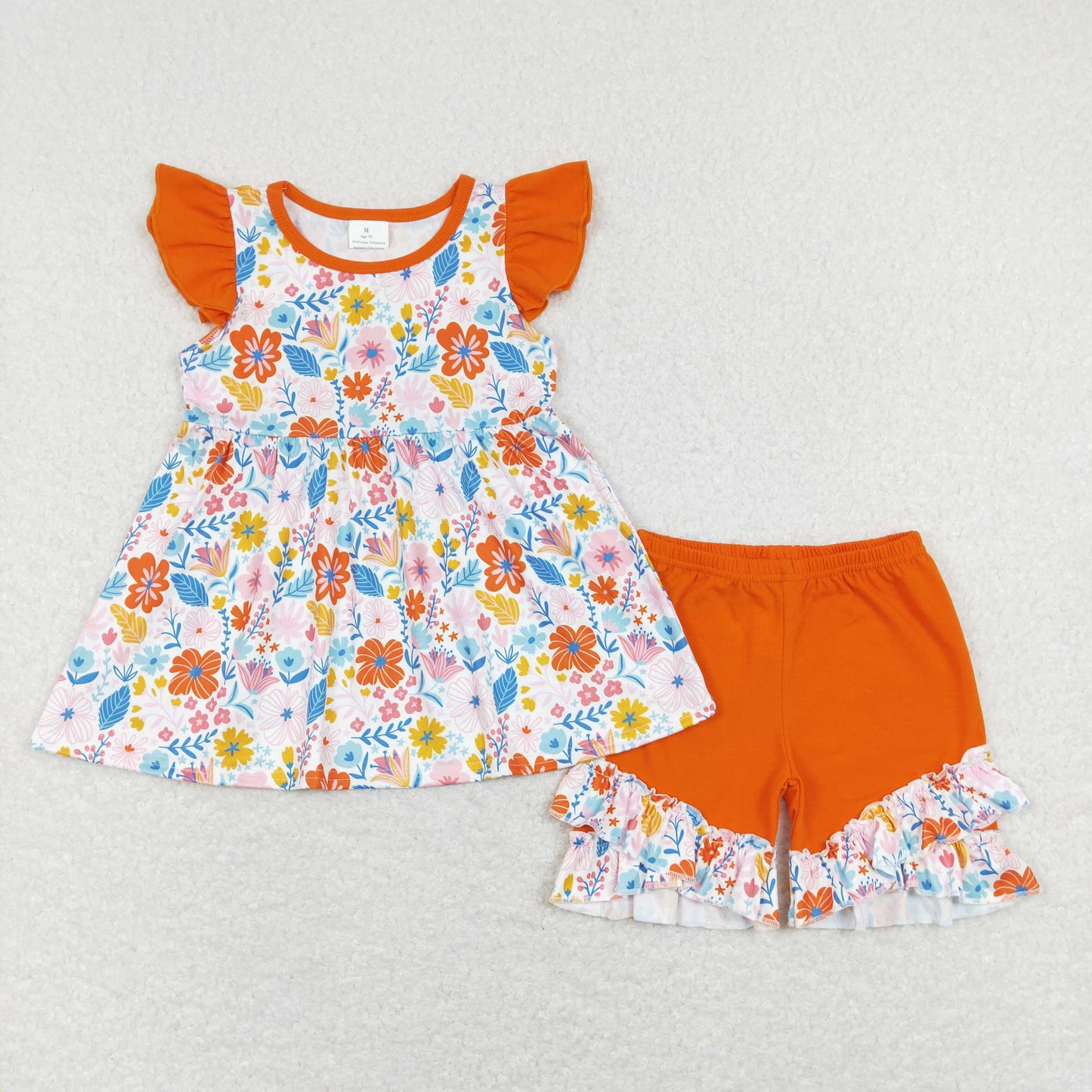 GSSO0510 Girls Floral Orange Outfits