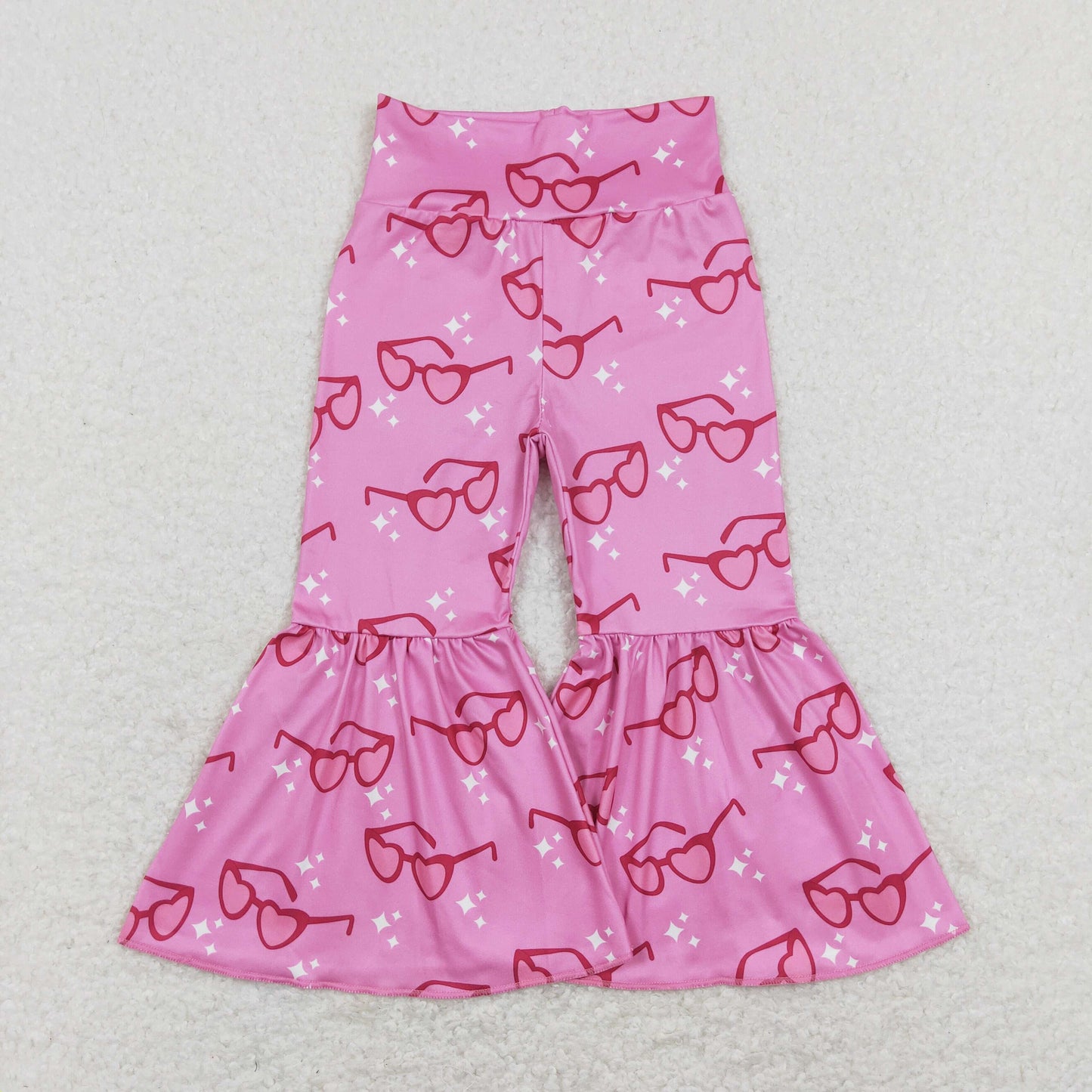 P0365 Girls Valentine Heart Bell Bottom Pants