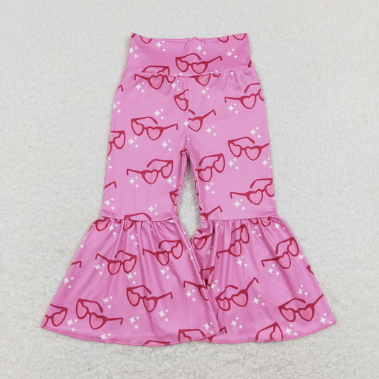 P0365 Girls Valentine Heart Bell Bottom Pants