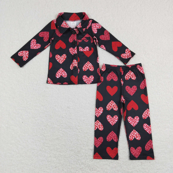 GLP1137 Girls Valentine Love Heart Pajamas