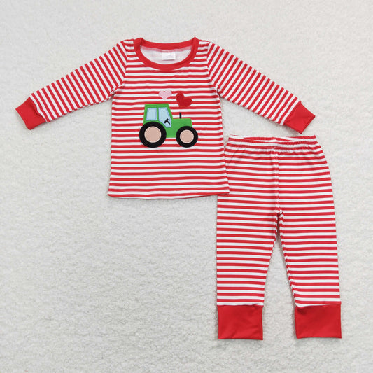 BLP0438 Boys Valentine Truck Pajamas Embroidery