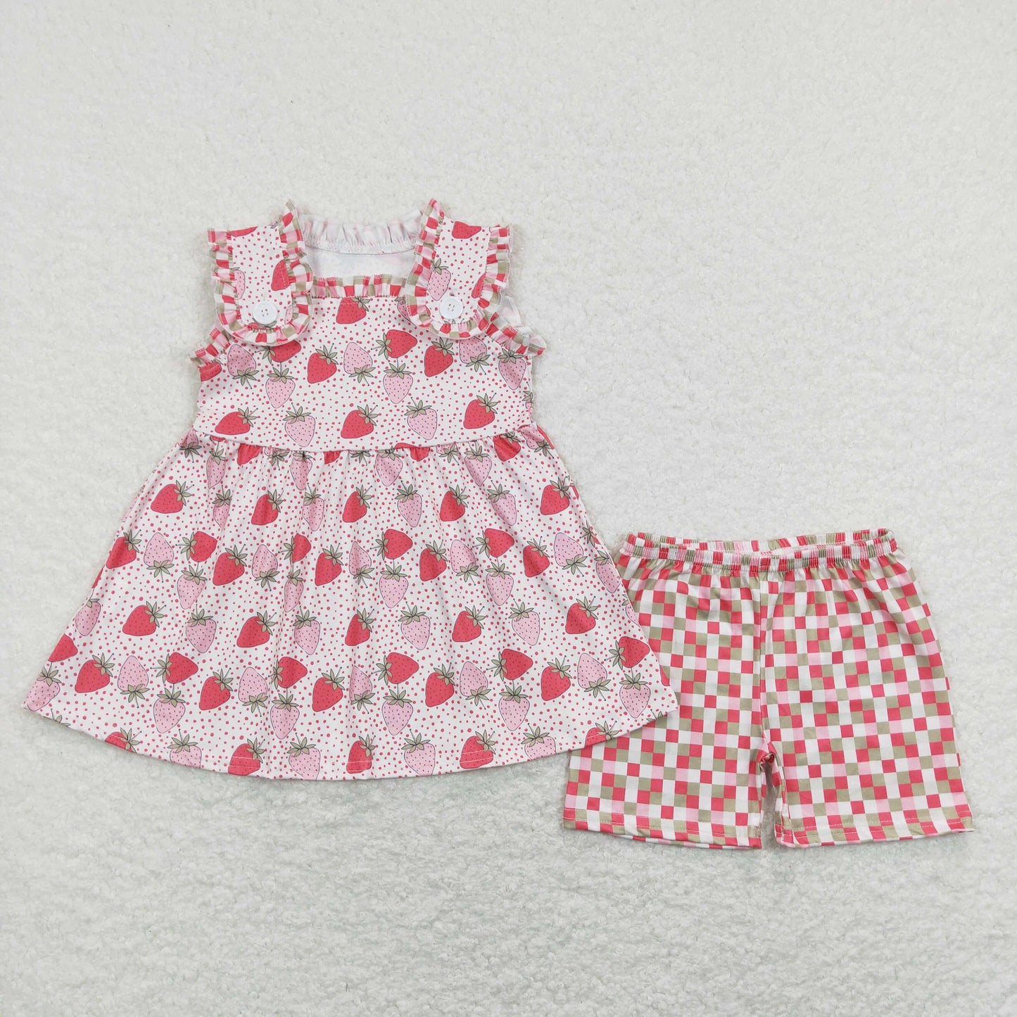 GSSO0499 Girls Strawberry Outfits Short Sleeves