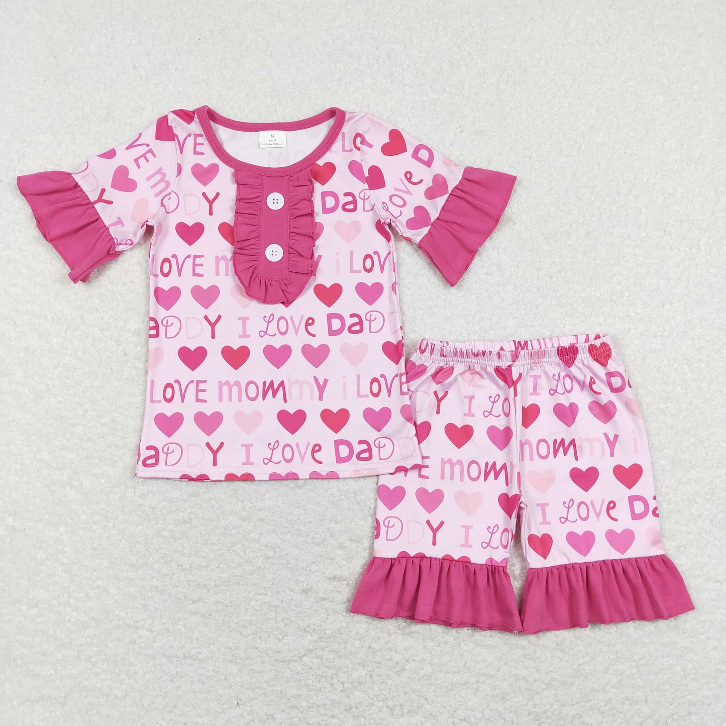 GSSO0445 Girls Love Pajamas Short Sleeves Pink Shorts