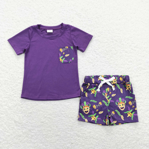 BSSO0467 Boys Mardi Gras Outfits Short Sleeves