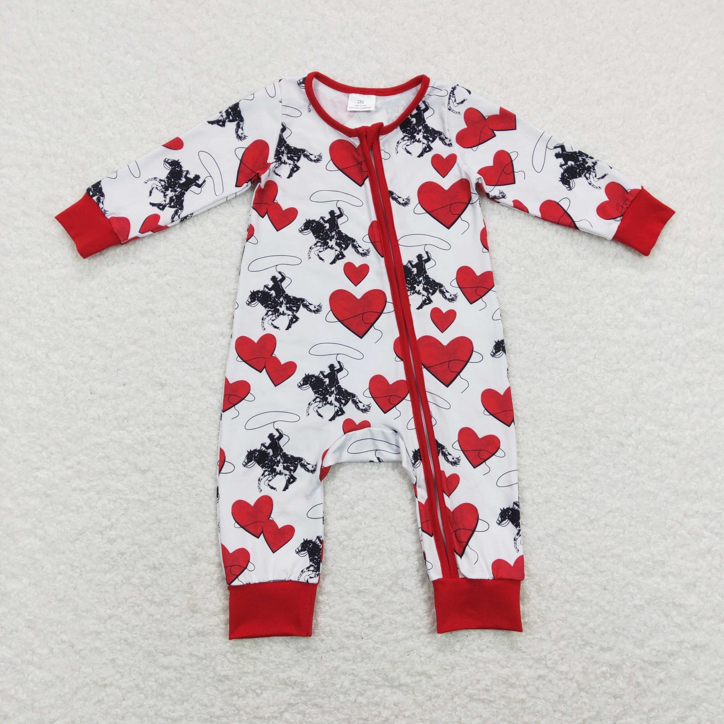 LR0903 Baby Valentine Zipper Rompers Sleeper