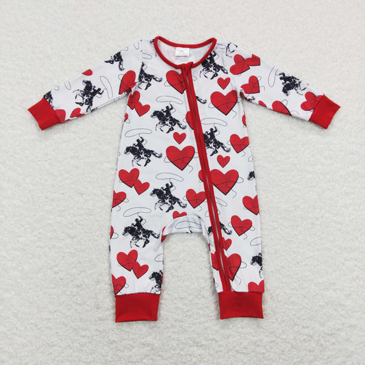 LR0903 Baby Valentine Zipper Rompers Sleeper