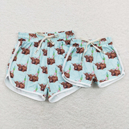 SS0123 Girls Mint Cow Summer Shorts