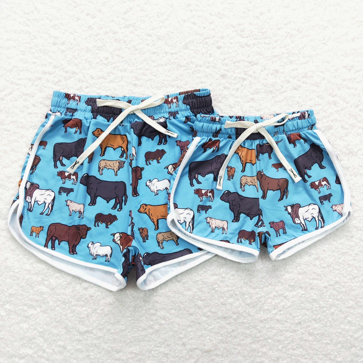 SS0124 Girls Blue Cow Summer Shorts