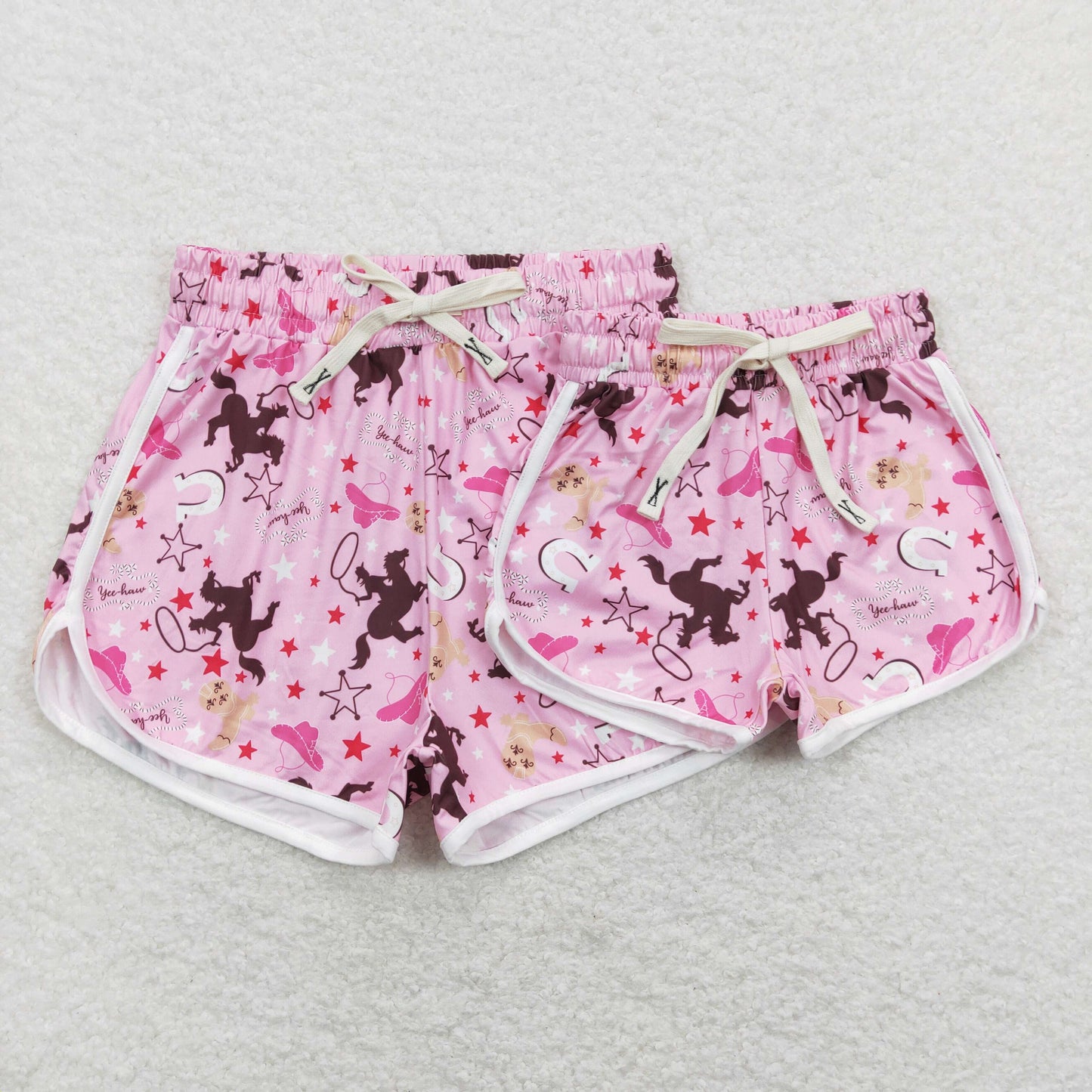 SS0125 Girls Pink Cowboy Summer Shorts