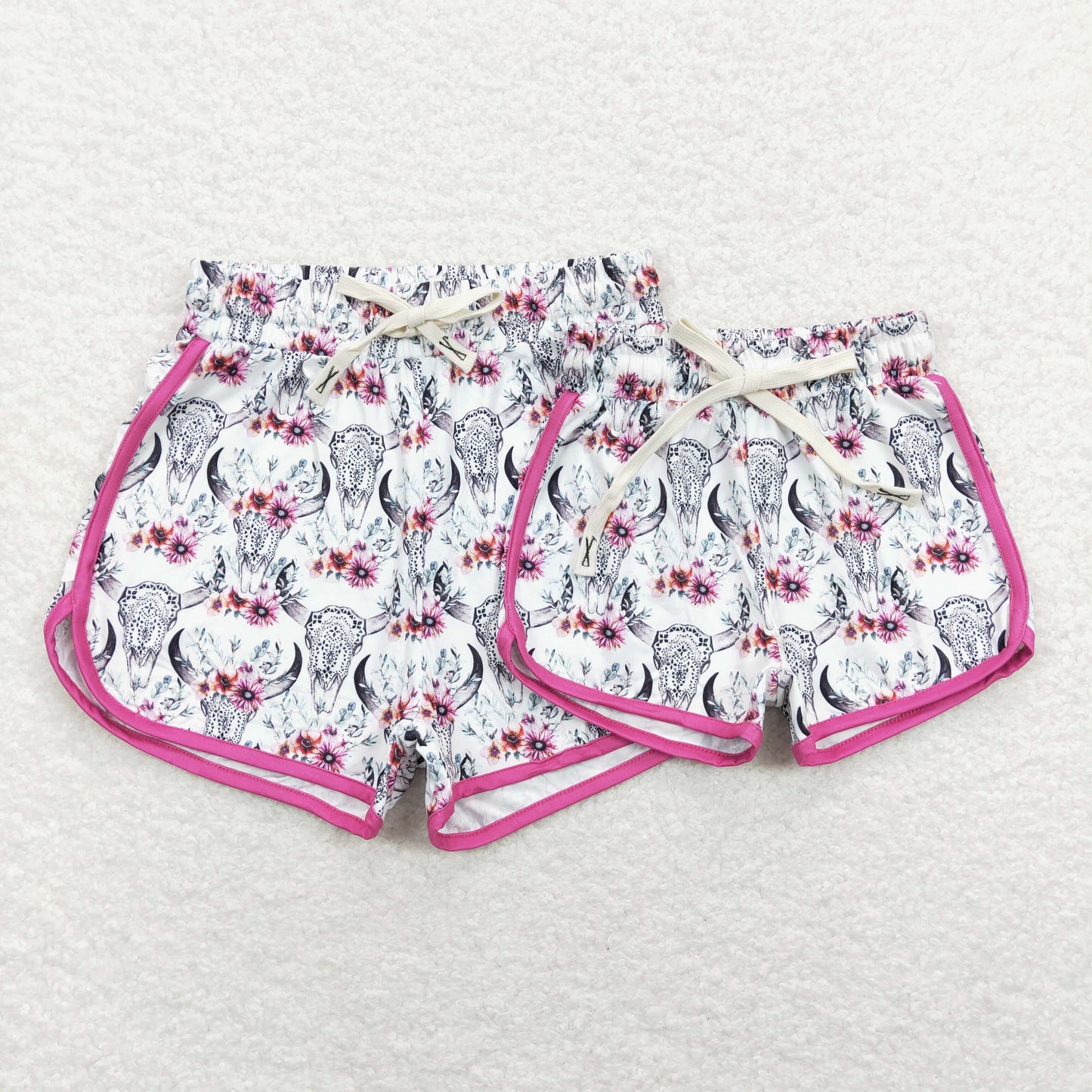 SS0122 Girls Pink Cow Summer Shorts