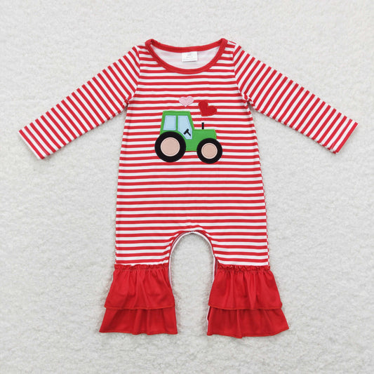 LR0847 Baby Girls Valentine Truck Rompers Embroidery