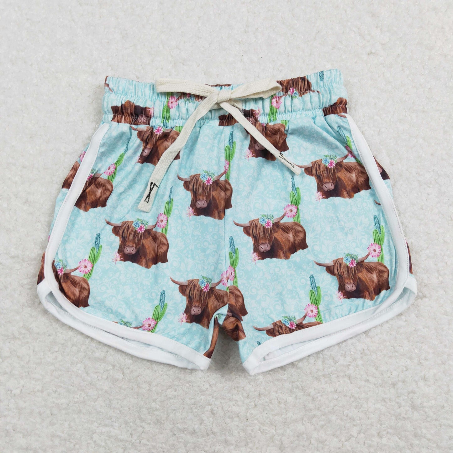 SS0123 Girls Mint Cow Summer Shorts