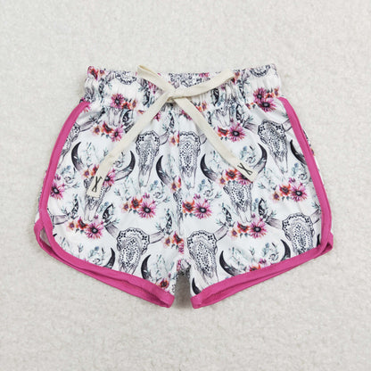 SS0122 Girls Pink Cow Summer Shorts