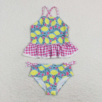 S0219 Girls Lemon Bathing Suit 2pcs