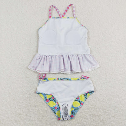 S0219 Girls Lemon Bathing Suit 2pcs