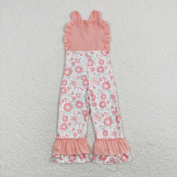 SR0963 Girls Pink Floral Overalls