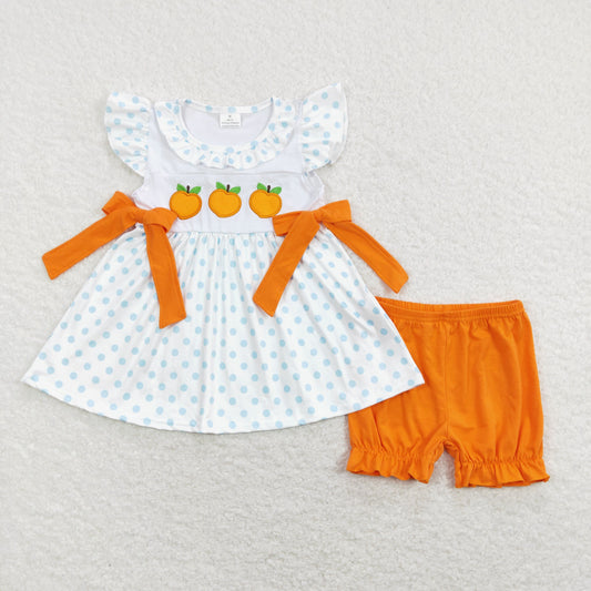 GSSO0451 Girls Peach Outfits Embroidery