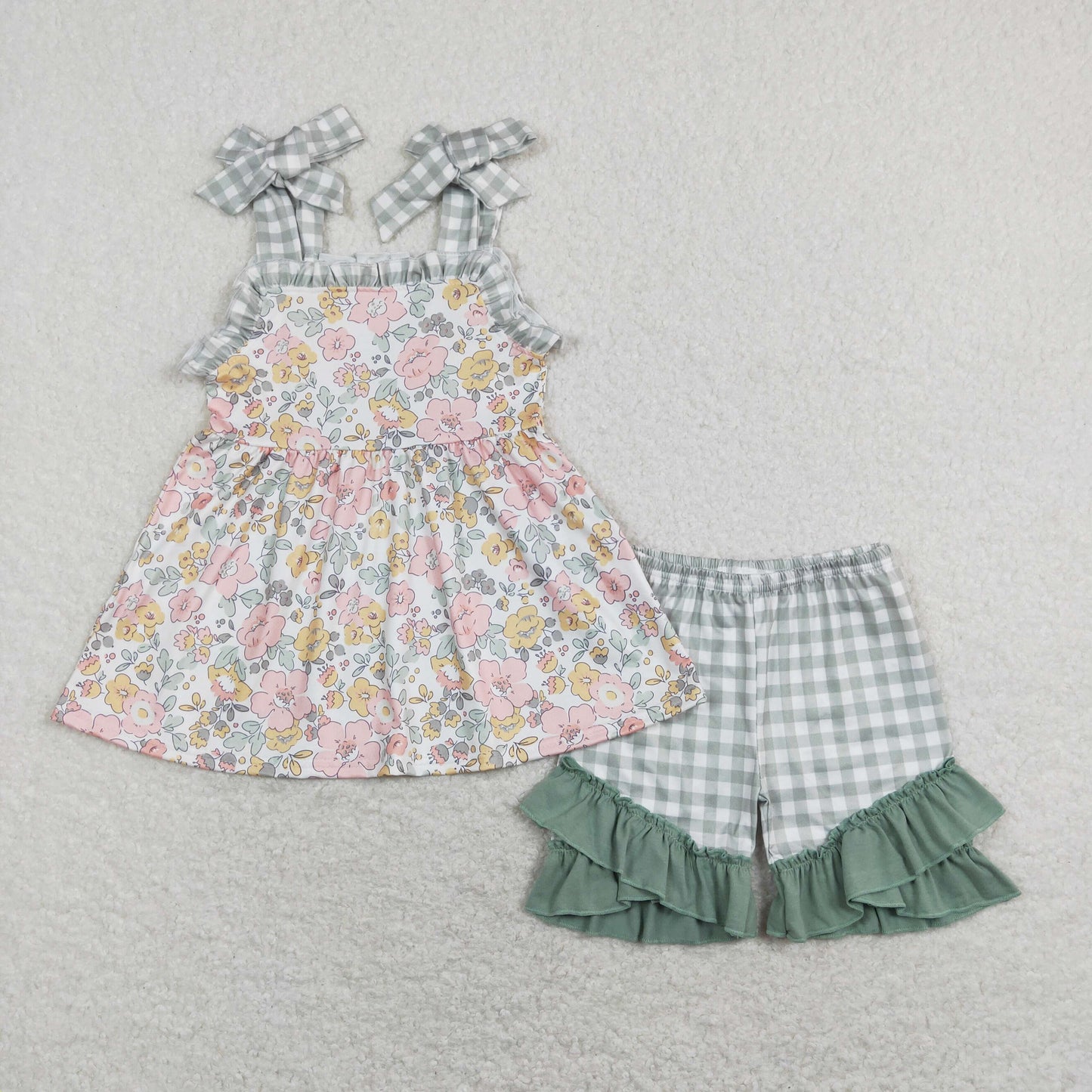 GSSO0565 Girls Floral Green Outfits