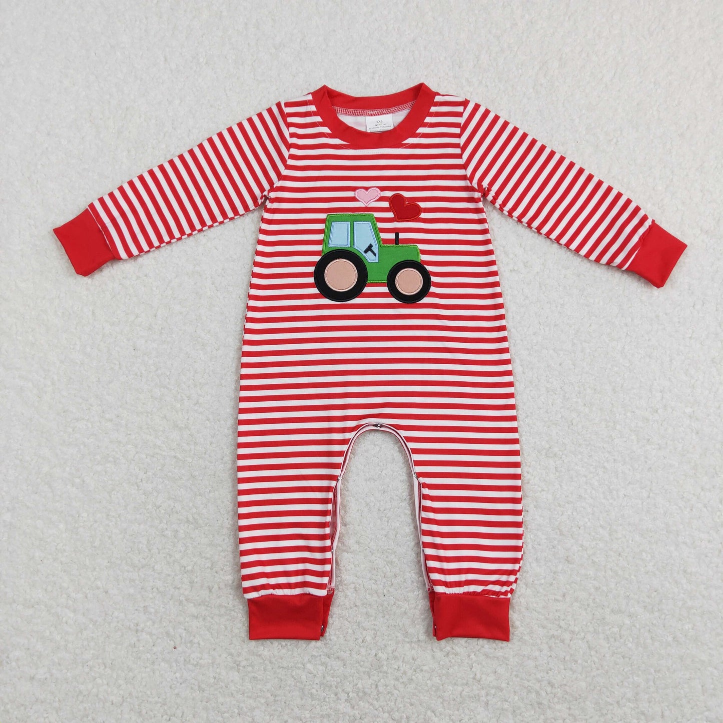 LR0846 Baby Boys Valentine Truck Rompers Embroidery