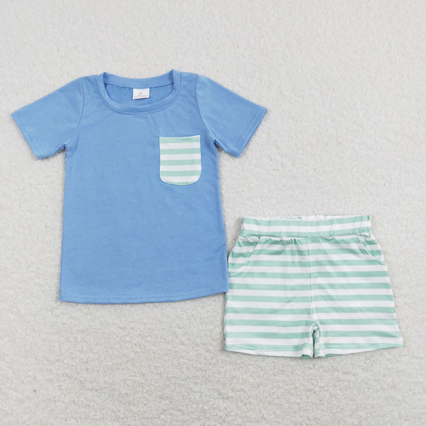 BSSO0366 Boys Blue Stripe Outfits