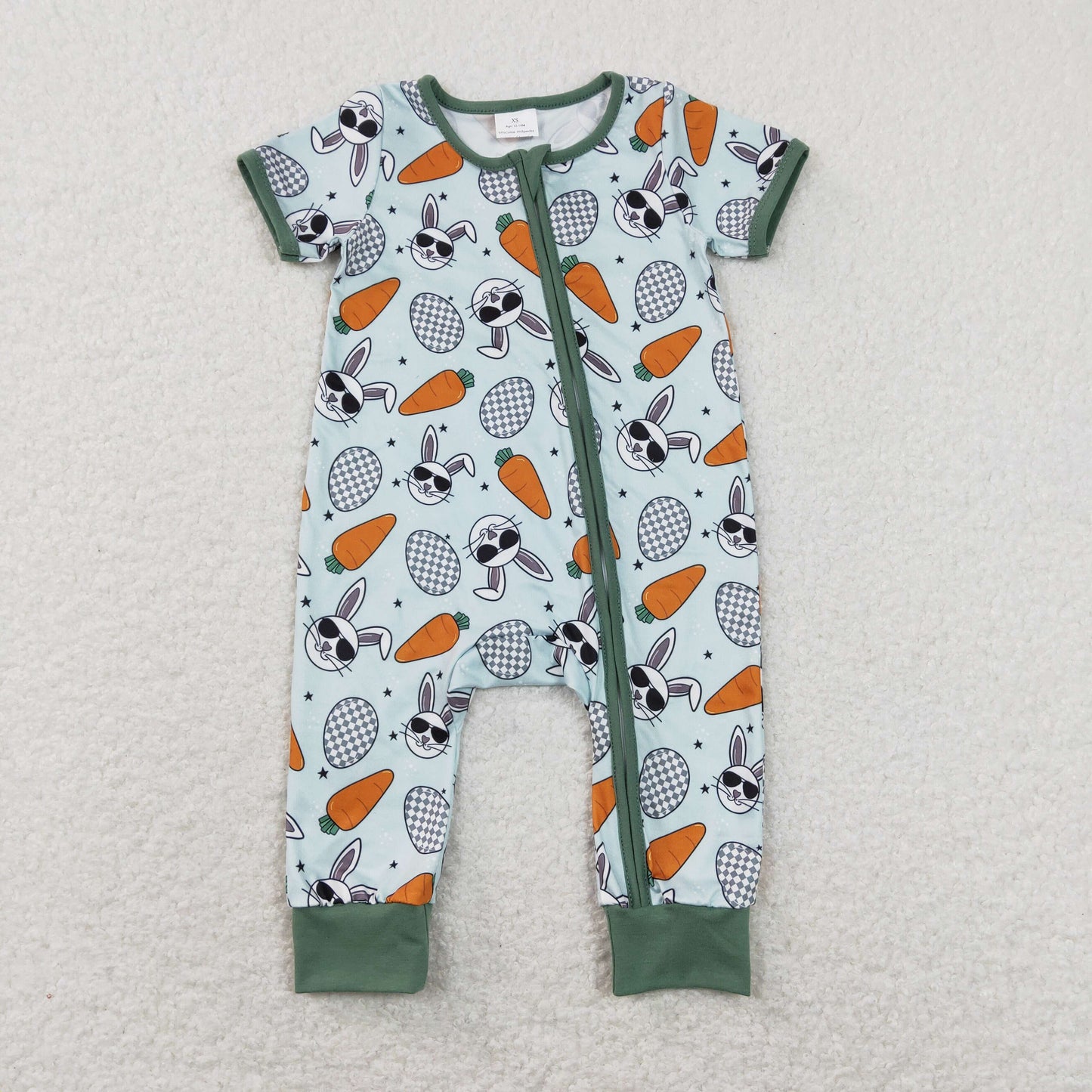 SR1014 Baby Boys Bunny Zipper Rompers