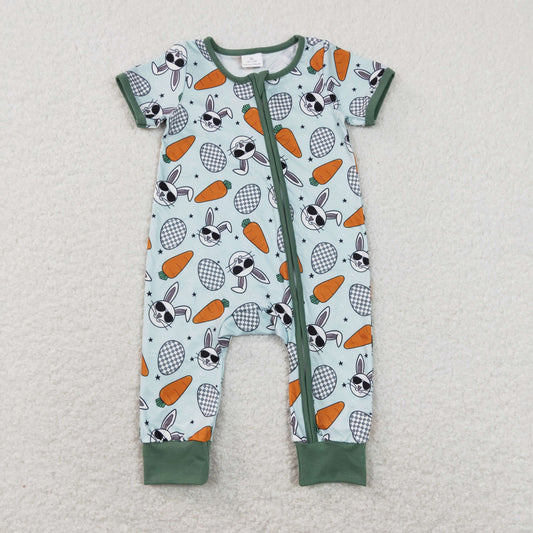 SR1014 Baby Boys Bunny Zipper Rompers