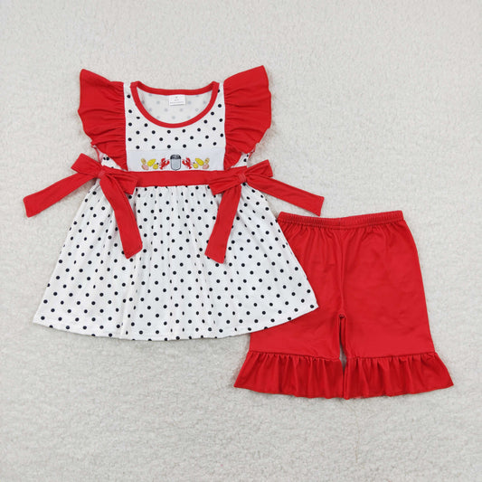 GSSO0454 Girls Crawfish Outfits Embroidery