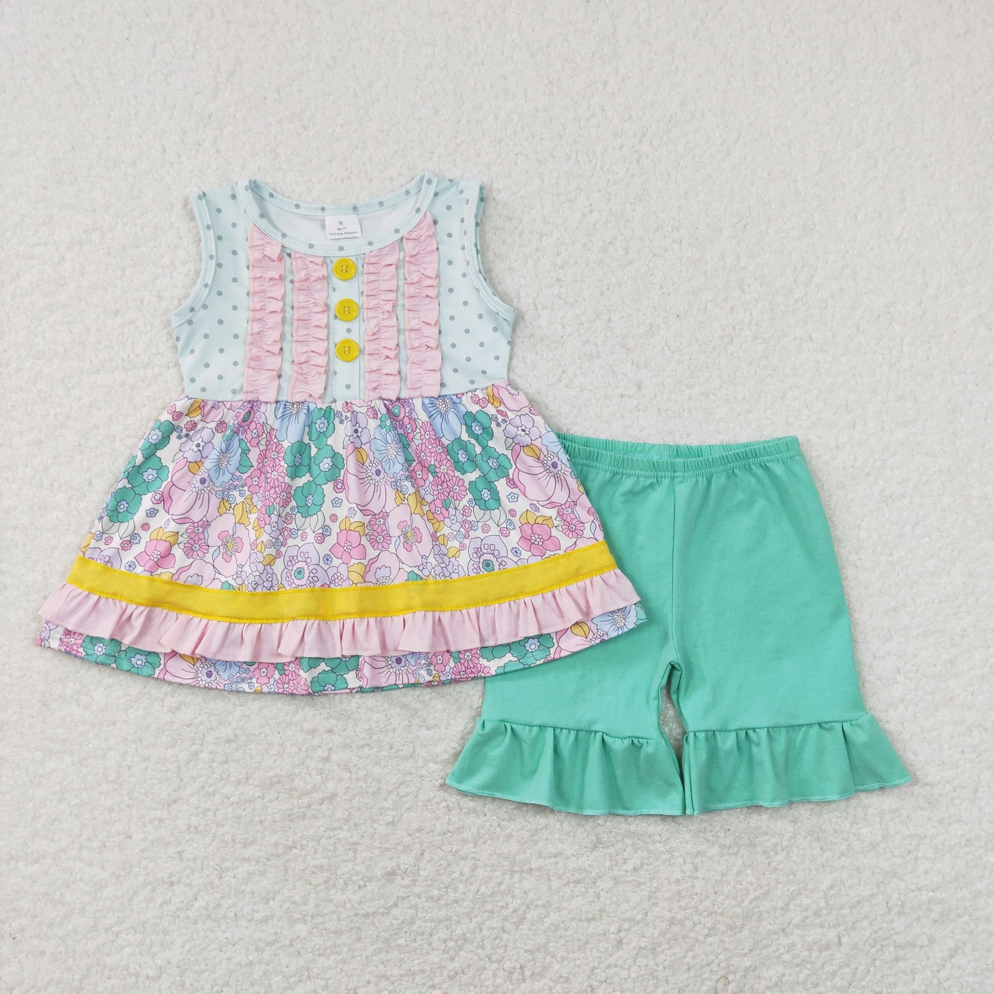 GSSO0503 Girls Floral Green Outfits