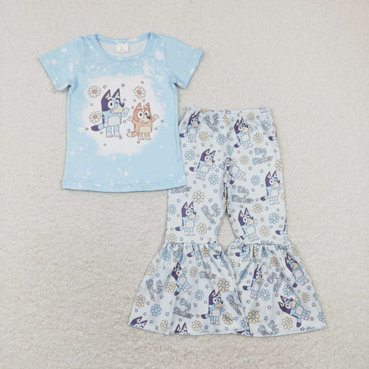 GSPO1336 Girls Blue Cartoon Dog Outfits