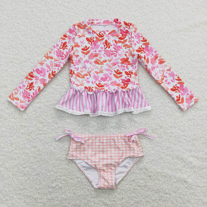 S0166 Girls Floral Bathing Suit 2pcs