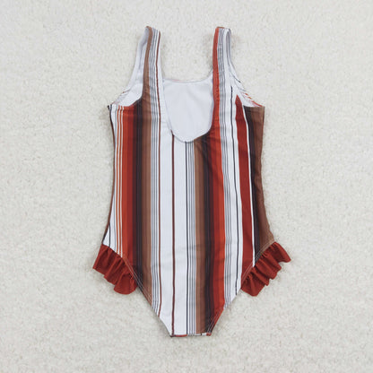 S0238 Girls Stripe Bathing Suit 1pcs