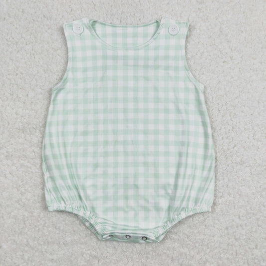 SR0892 Baby Boys Green Checked Bubble