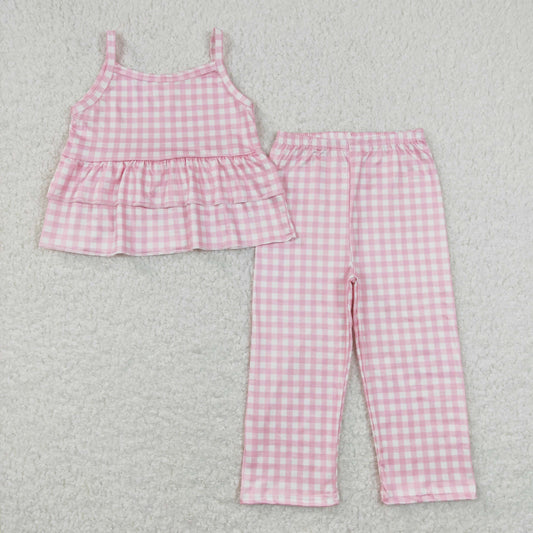 GSPO1380 Girls Pink Plaid Outfits