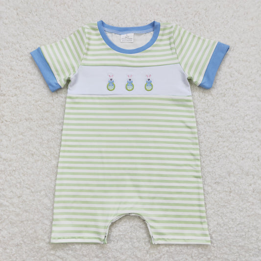 SR0704 Baby Boys Embroidery Bunny Rompers