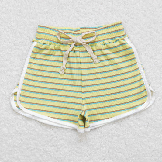 SS0245 Girls Yellow Stripe Summer Shorts