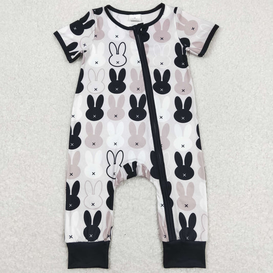 SR1012 Baby Boys Bunny Zipper Rompers