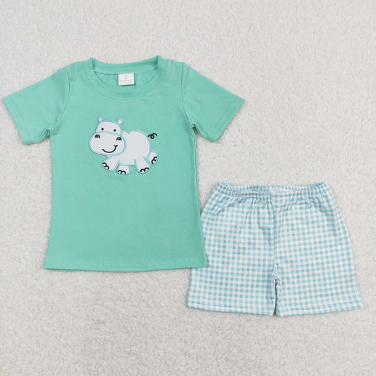 BSSO0466 Boys Cow Outfits Short Sleeves Embroidery