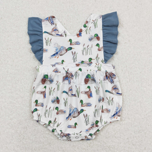 SR0893 Baby Girls Duck Rompers