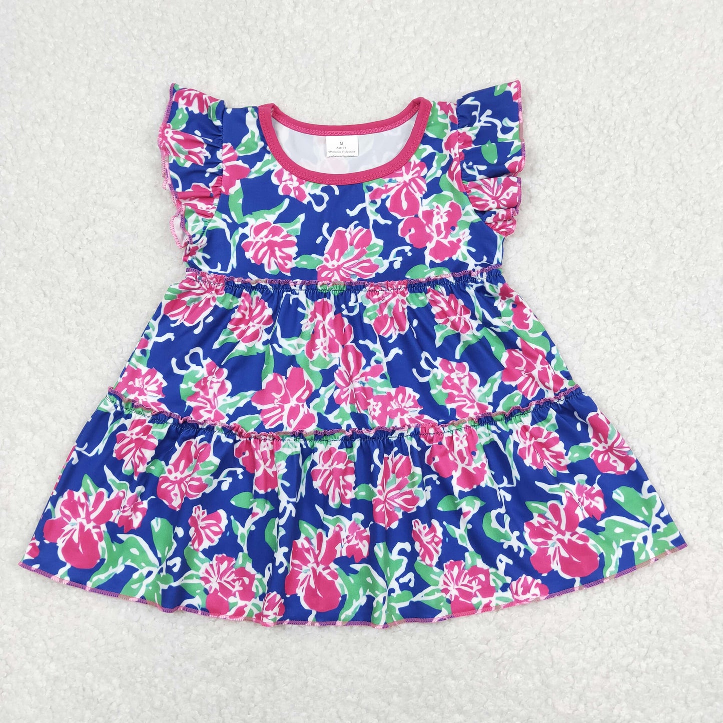 GT0473 Girls Blue Floral Tunic Top