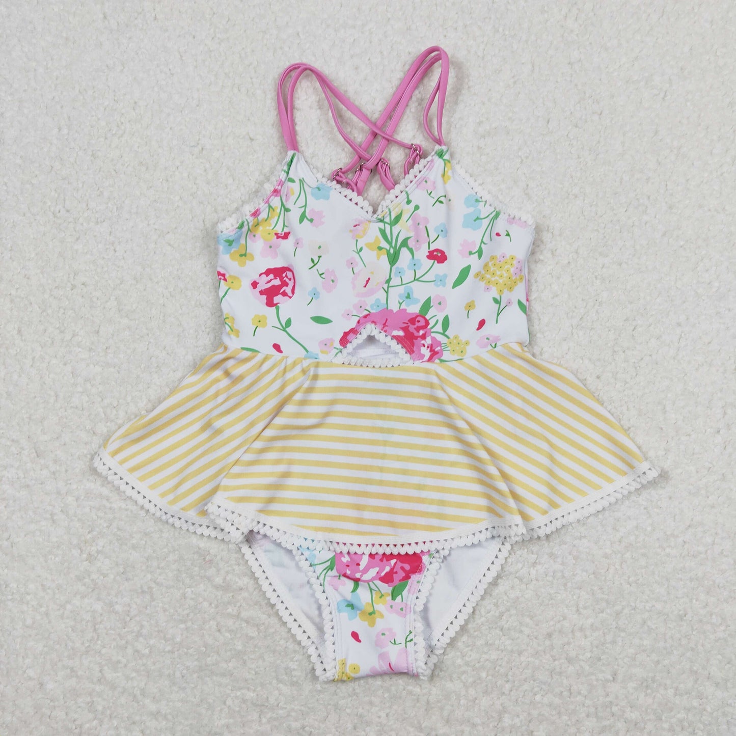 S0250 Girls Floral Bathing Suit 1pcs