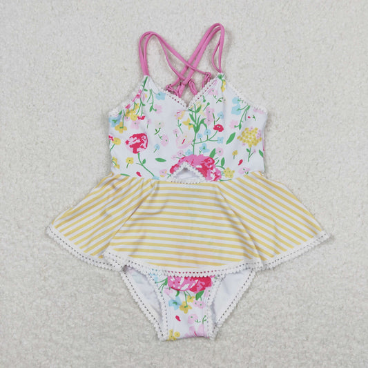 S0250 Girls Floral Bathing Suit 1pcs