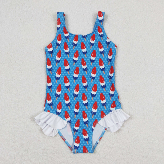 S0217 Girls USA Popsicle Bathing Suit 1pcs