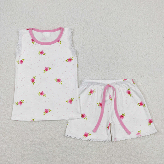 GSSO0694 Girls Floral Pajamas Sleeveless